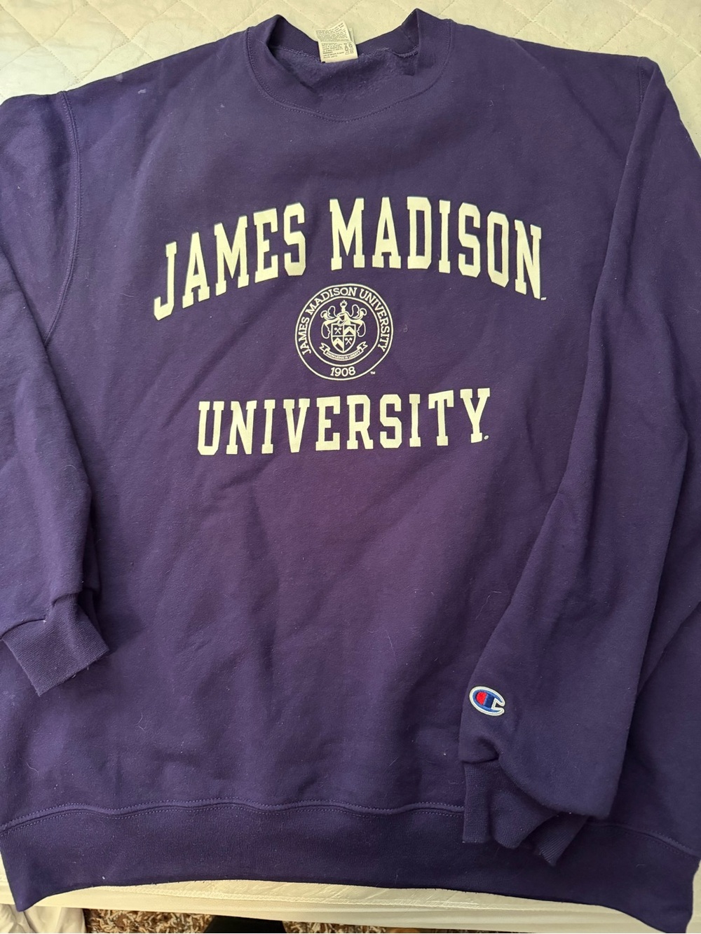 Champion Purple Crewneck Sweatshirt with Logo Tag